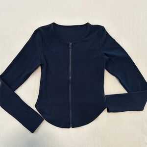ALO YOGA RIBBED STARDUST JACKET - NAVY
